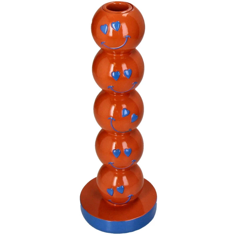 Smiley Polyresin Candle Holder Orange 9x9x26.5cm 3 Smiley Polyresin Candle Holder Orange 9x9x26.5cm