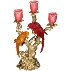 Candle Holder Bird Red & Orange Multi - 37.5 Cm -Optimal Glass Plant Shop Kandelaar vogel red en orange 37.5cm