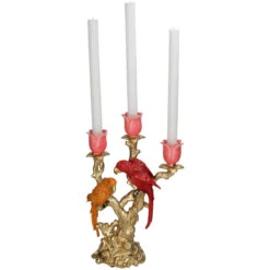 Candle Holder Bird Red & Orange Multi - 37.5 Cm -Optimal Glass Plant Shop Kandelaar vogel red en orange 37.5cm 4