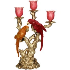 Candle Holder Bird Red & Orange Multi - 37.5 Cm -Optimal Glass Plant Shop Kandelaar vogel red en orange 37.5cm 5