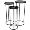 Round Table Set Of 3 - Black Metal - Ø33 X ↑ 75 Cm -Optimal Glass Plant Shop Round Table Set of 3 Black Metal 75 cm 1