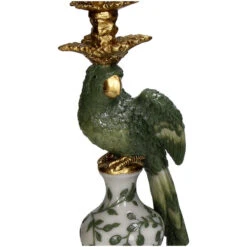 Bird Polyresin Candle Holder Green 13x13x39cm -Optimal Glass Plant Shop green bird candle holder stick