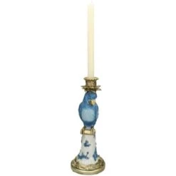 Candle Holder With Blue Bird - ↑ 36 Cm -Optimal Glass Plant Shop kandelaar vogel blauw XET 5861 3