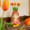Vase Jessie Bow + 10x Real Touch Tulips Orange -Optimal Glass Plant Shop oranje kunsttulpen in vaas meisje gezicht real touch 01d50625 0024 41b3 be4d 450a8a145fff
