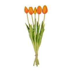 Vase Jessie Bow + 10x Real Touch Tulip Orange -Optimal Glass Plant Shop oranje tulpen boeket kopen kunst web