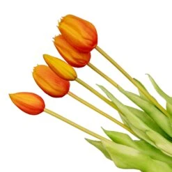 Vase Jessie Bow + 10x Real Touch Tulip Orange -Optimal Glass Plant Shop oranje tulpen real touch orange web