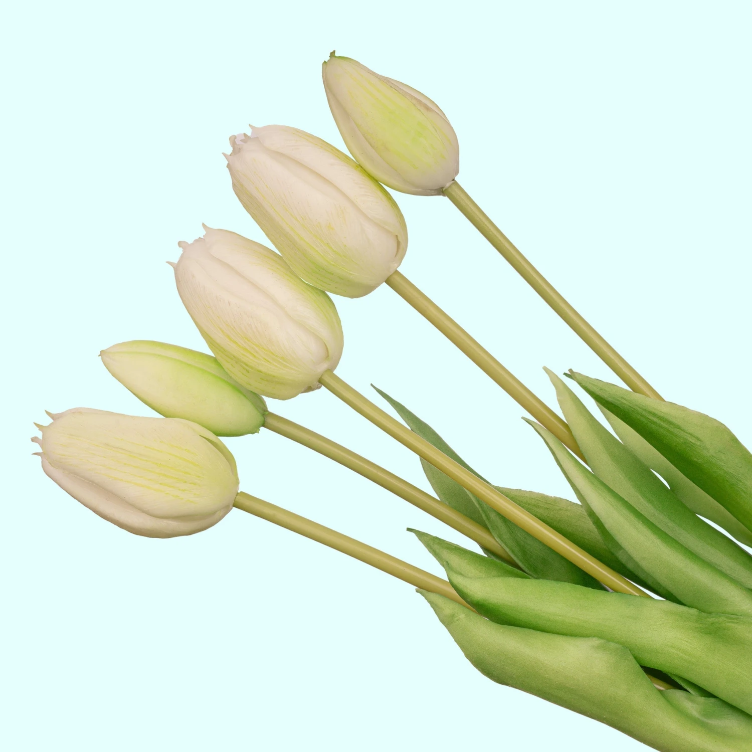 Tulip Bouquet – 10 Pieces – Mixed Colours – ‘Real Touch’ Artificial Tulips – 42 Cm (white/green) 8 Tulip Bouquet – 10 Pieces – Mixed Colours – ‘Real Touch’ Artificial Tulips – 42 Cm (white/green) - Image 6