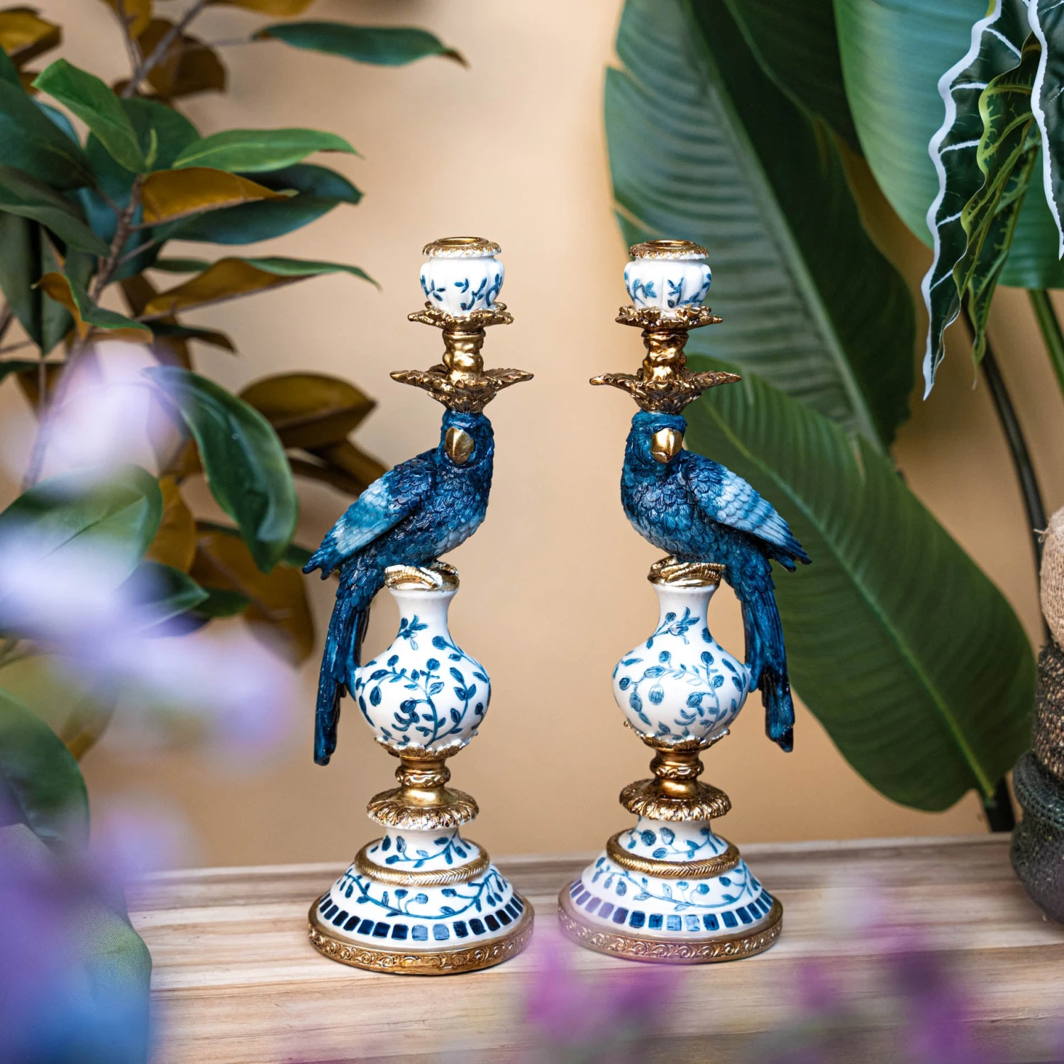 Candle Holder - Dutch Blue Parrot ↑ 40 Cm 3 Candle Holder - Dutch Blue Parrot ↑ 40 Cm